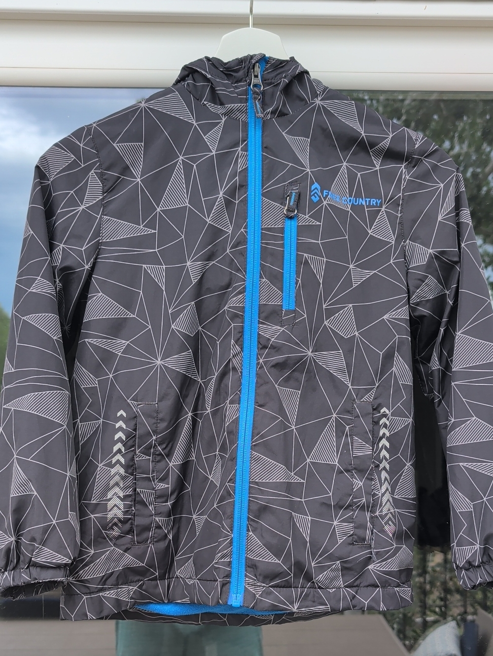 Kids' Geometric Hooded Jacket - Gray/Blue